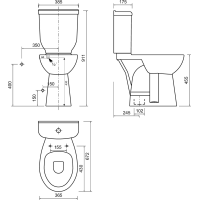 CREAVIT HANDICAP WC kombi zvýšený sedák, spodní odpad, bílá BD301.410.00