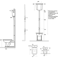 Kerasan WALDORF WC mísa s nádržkou, spodní/zadní odpad, bílá-chrom WCSET19-WALDORF