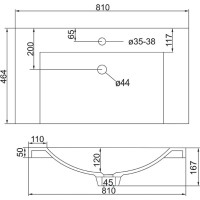 Koupelnová skříňka s umyvadlem z litého mramoru AIRA 81 cm