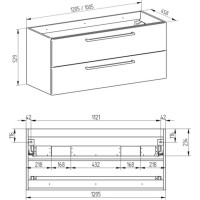 Koupelnová skříňka s keramickým dvojumyvadlem BINO 121 cm