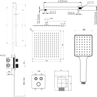 Sapho SMART SELECT podomítkový sprchový set s termostatickou baterií, 2 výstupy, posuvný držák sprchy, zlato mat RP042GB-02