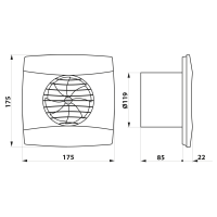 Cata UC-12 T koupelnový ventilátor axiální s časovačem, 12W, potrubí 120mm, černá 01302000