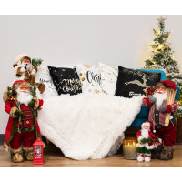 Vánoční dekorativní figurka Santa Claus béžový s dýmkou a jehličím - 44 cm