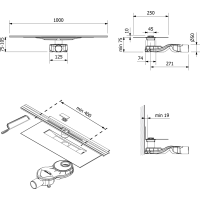 Polysan SLIM RIVER nerezový podlahový žlab s roštem, L-400-1000, DN50 RV100