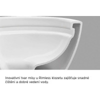 WC závěsné, RIMLESS, 530x355x360, keramické, vč. sedátka