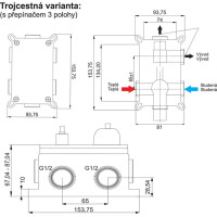 Sprchová podomítková baterie s trojcestným přepínačem, Eve, Mbox