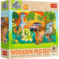 TREFL Dřevěné puzzle Jurský svět: Seznam se s dinosaury 24 dílků