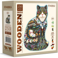 WOODEN CITY Dřevěné puzzle Ozdobená kočka 250 dílků