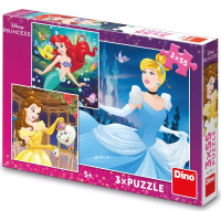 DINO Puzzle Disney princezny: Popelka, Ariel a Bella 3x55 dílků