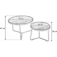 Konferenční stolek ROUND FRAME - černý mramor/černý - 70x47 cm