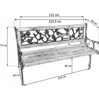 Zahradní lavička ROSES - 126x52x73,5 cm