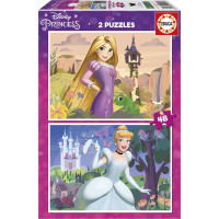 EDUCA Puzzle Disney princezny: Locika a Popelka 2x48 dílků