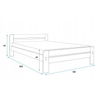 Postel z masivu borovice DAVE 200x120 cm - přírodní