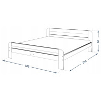 Postel z masivu borovice DAVE 200x180 cm - přírodní