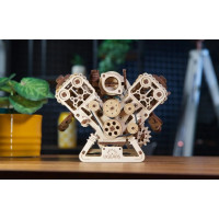 Ugears 3D dřevěné mechanické puzzle Motor V8