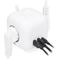 Solight 3z + USB A+C prodlužovací přívod - kostka, kabel 2m, 3 x 1mm2, bílý, vypínač