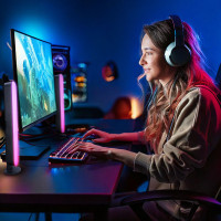 Solight LED RGB osvětlení Gaming, dálkový ovladač, zvukový senzor, USB