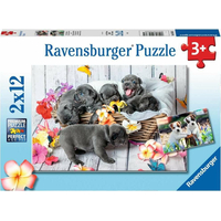 RAVENSBURGER Puzzle Roztomilá štěňátka 2x12 dílků