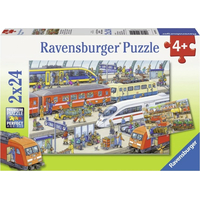 RAVENSBURGER Puzzle Rušné vlakové nádraží 2x24 dílků