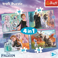 TREFL Puzzle Ledové království: Úžasný svět 4v1 (12,15,20,24 dílků)