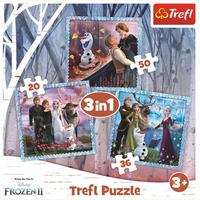 TREFL Puzzle Ledové království 2: Kouzelný příběh 3v1 (20,36,50 dílků)