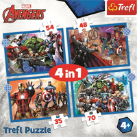 TREFL Puzzle Stateční Avengers 4v1 (35,48,54,70 dílků)