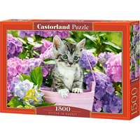 CASTORLAND Puzzle Kotě v košíku 1500 dílků