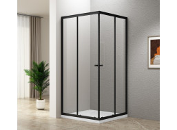 Aqualine AGGA BLACK čtvercová sprchová zástěna 900x900mm, čiré sklo BLF909