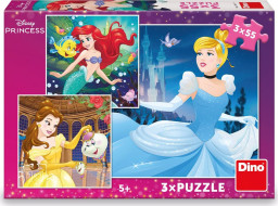 DINO Puzzle Disney princezny: Popelka, Ariel a Bella 3x55 dílků