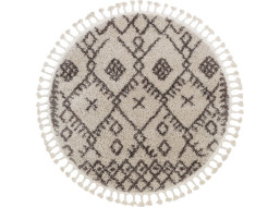 Kusový koberec Berber Tanger B5940 cream and brown kruh