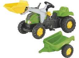 ROLLY TOYS Šlapací zelený traktor s čelním nakladačem a přívěsem