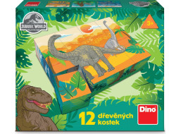 DINO Obrázkové kostky Jurský svět, 12 kostek