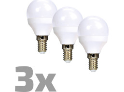 ECOLUX LED žárovka Ecolux 3-pack , miniglobe, 6W, E14, 3000K, 450lm, 3ks