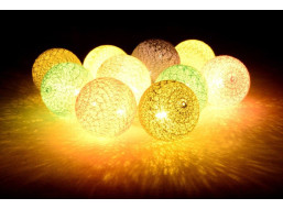 Bavlněné svítící kuličky LED 10 ks