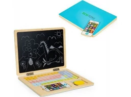 ECOTOYS Dřevěný notebook s magnetickým monitorem - modrý