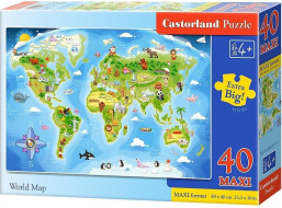 CASTORLAND Puzzle Obrázková mapa světa MAXI 40 dílků