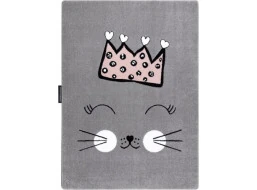 Dětský kusový koberec Petit Cat crown grey