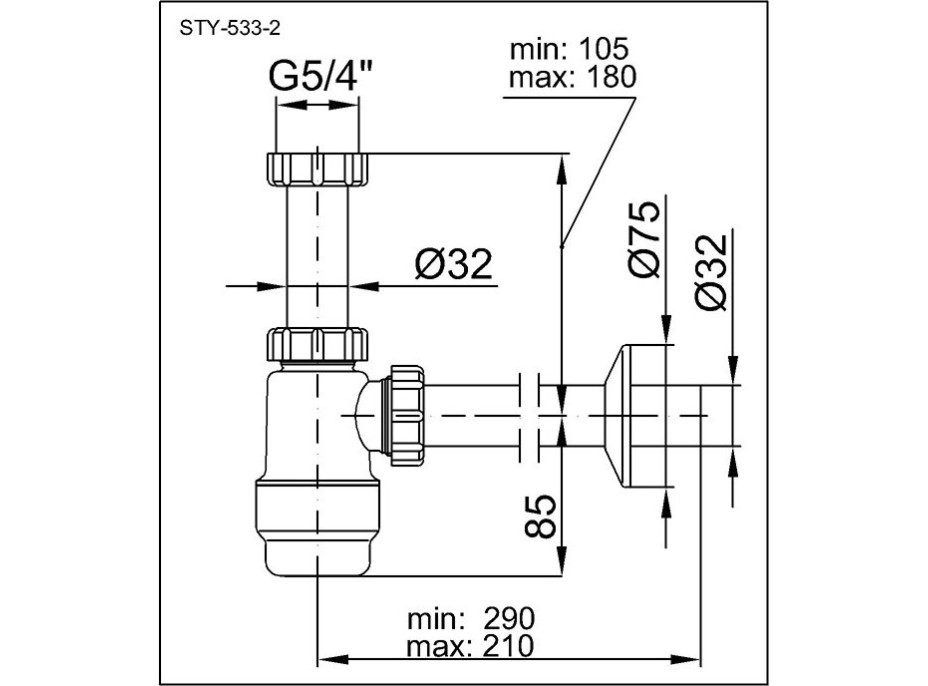 Umyvadlový sifon STY-533-2