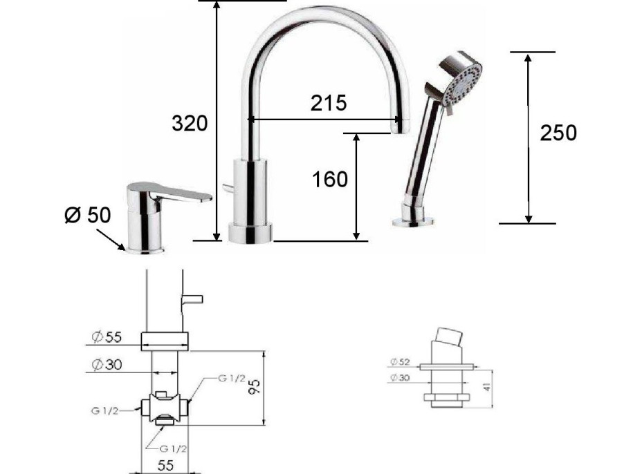 Tříotvorová vanová baterie PIRA 07