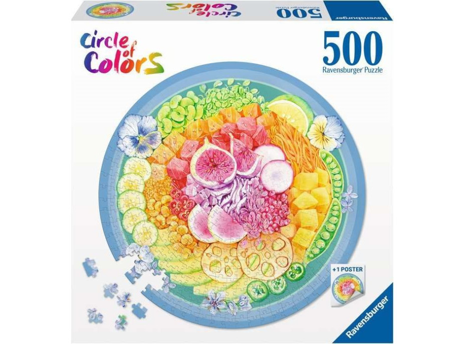 RAVENSBURGER Kulaté puzzle Kruh barev: Poke Bowl 500 dílků