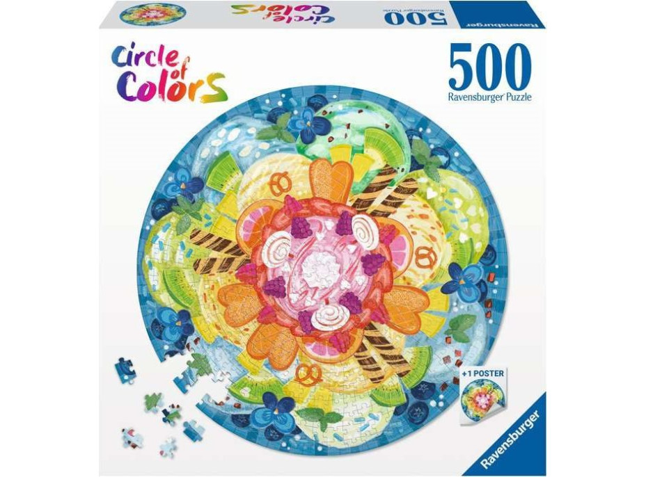 RAVENSBURGER Kulaté puzzle Kruh barev: Zmrzlina 500 dílků