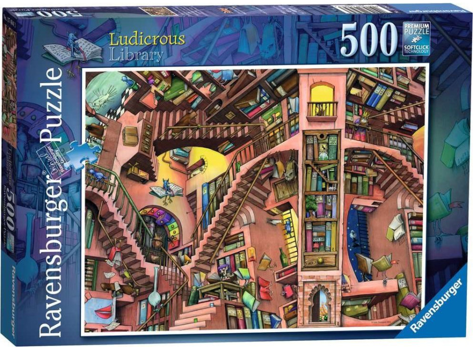 RAVENSBURGER Puzzle Absurdní knihovna 500 dílků