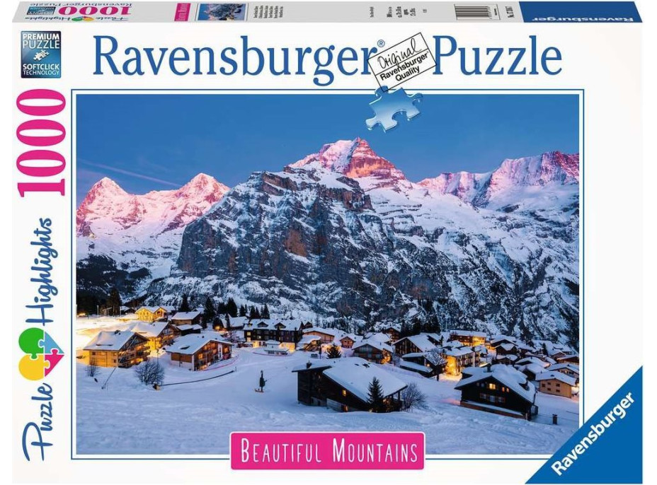 RAVENSBURGER Puzzle Dechberoucí hory: Bernská vysočina, Murren ve Švýcarsku 1000 dílků