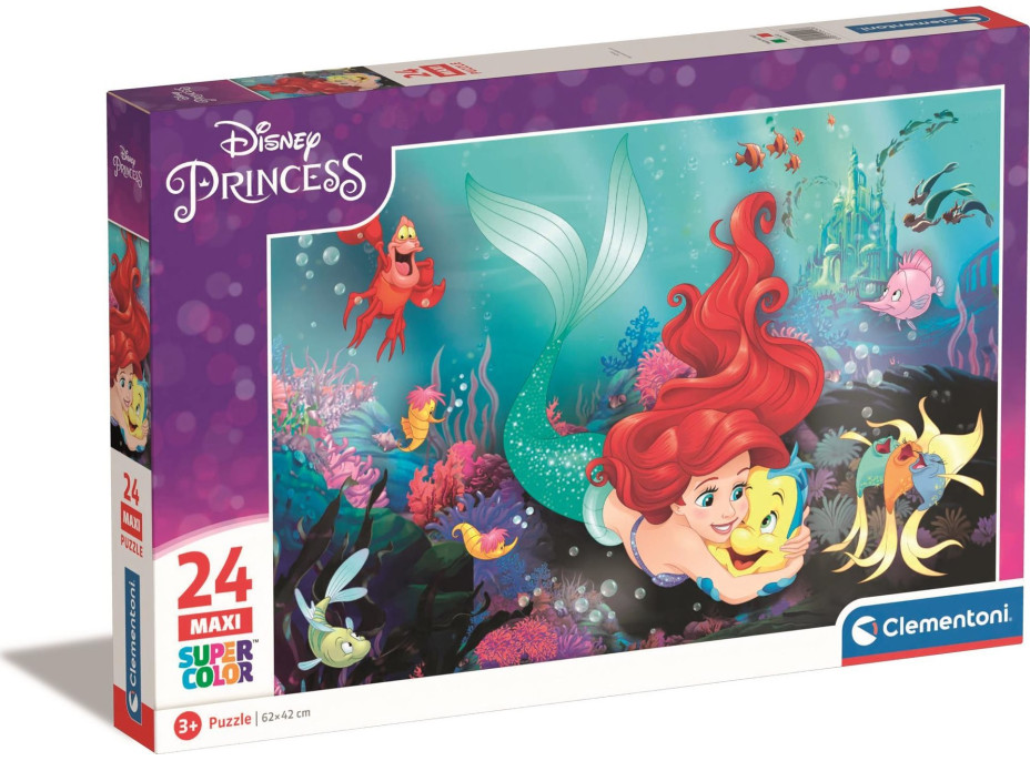 CLEMENTONI Puzzle Disney princezny: Malá mořská víla MAXI 24 dílků