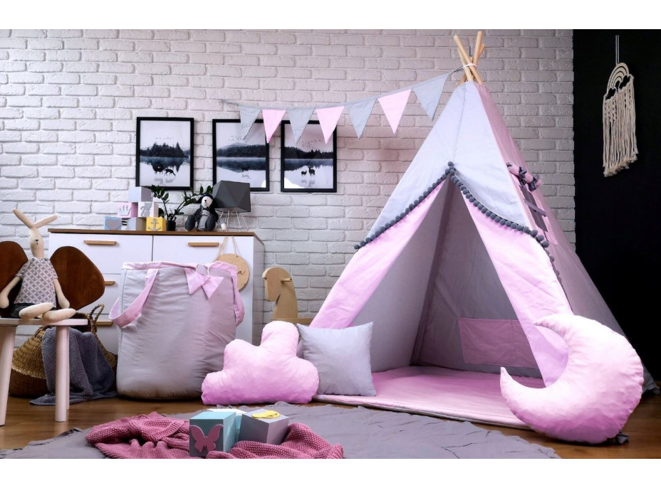 Dětský stan TEEPEE (TÝPÍ) SOFT s doplňky - RŮŽOVÝ