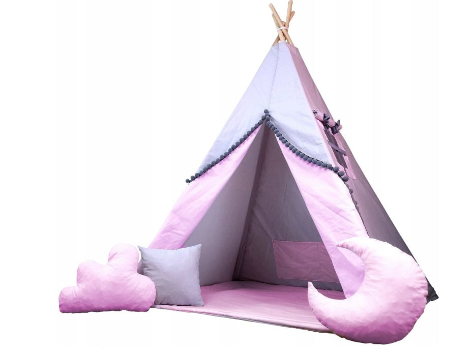 Dětský stan TEEPEE (TÝPÍ) SOFT s doplňky - RŮŽOVÝ