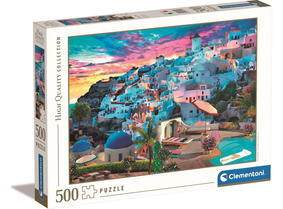 CLEMENTONI Puzzle Pohled na Santorini 500 dílků