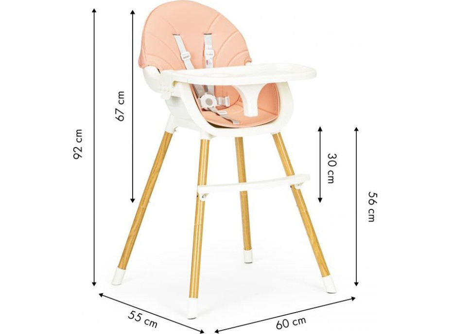 ECOTOYS Jídelní židlička 2v1 Růžová