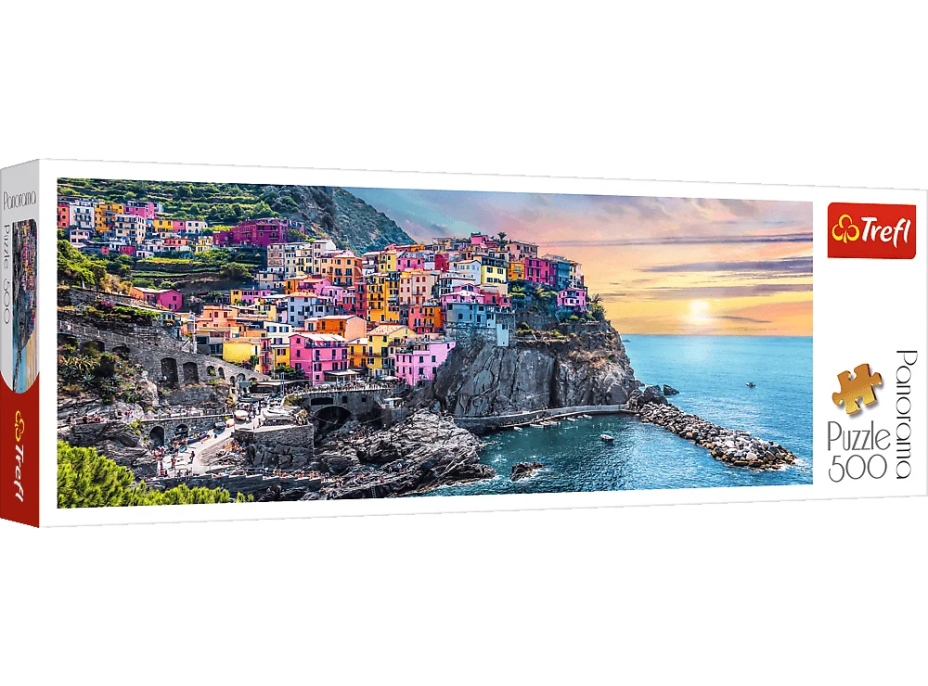 TREFL Panoramatické puzzle Vernazza při západu slunce, Itálie 500 dílků