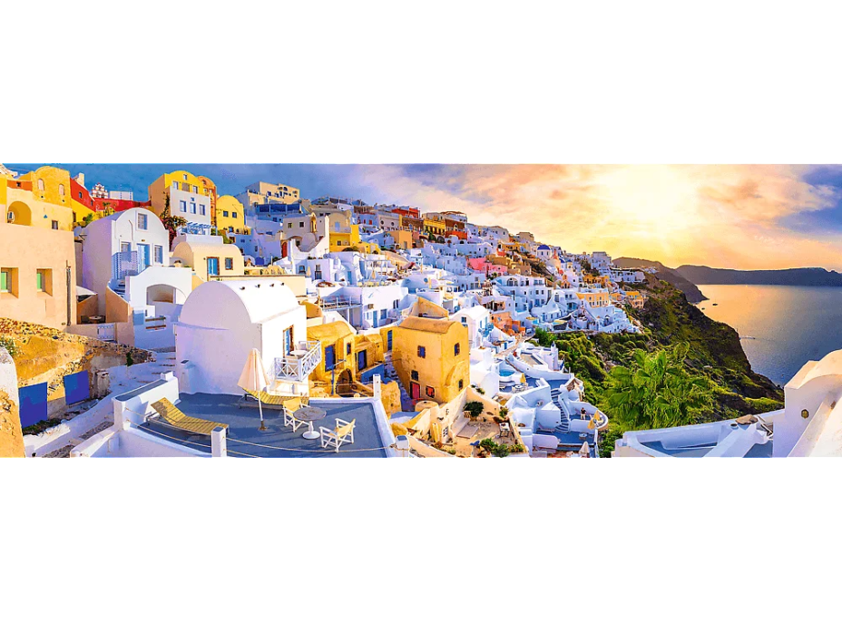 TREFL Panoramatické puzzle Západ slunce na Santorini, Řecko 1000 dílků